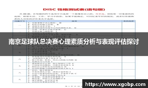 南京足球队总决赛心理素质分析与表现评估探讨